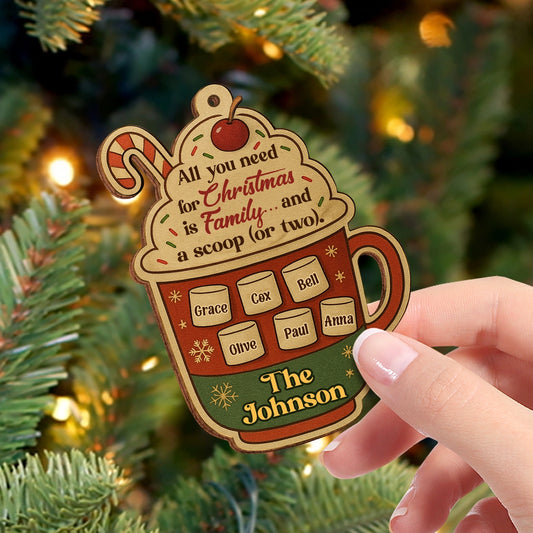 Personalized Double-Sided Wooden Ornament - All You Need For Christmas Is - Hot Cocoa Web2
