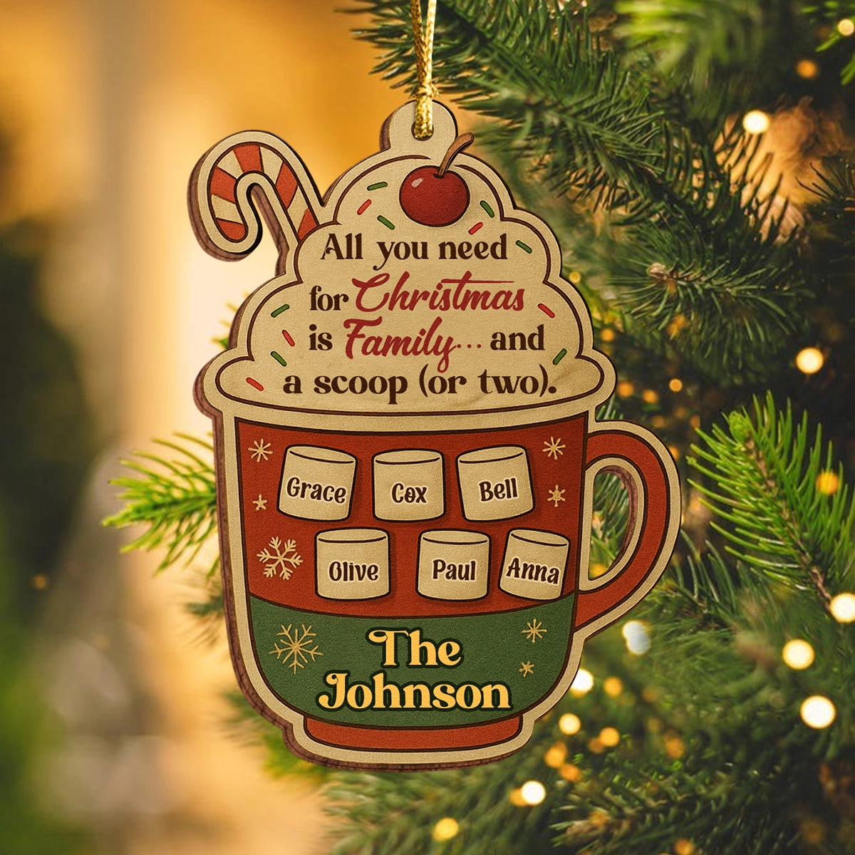 Personalized Double-Sided Wooden Ornament - All You Need For Christmas Is - Hot Cocoa Web4