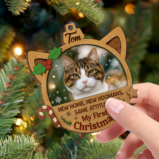 Personalized Double-Sided Wooden Ornament - Custom Pet Photo Christmas Decoration-mk-2