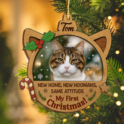 Personalized Double-Sided Wooden Ornament - Custom Pet Photo Christmas Decoration-mk-3