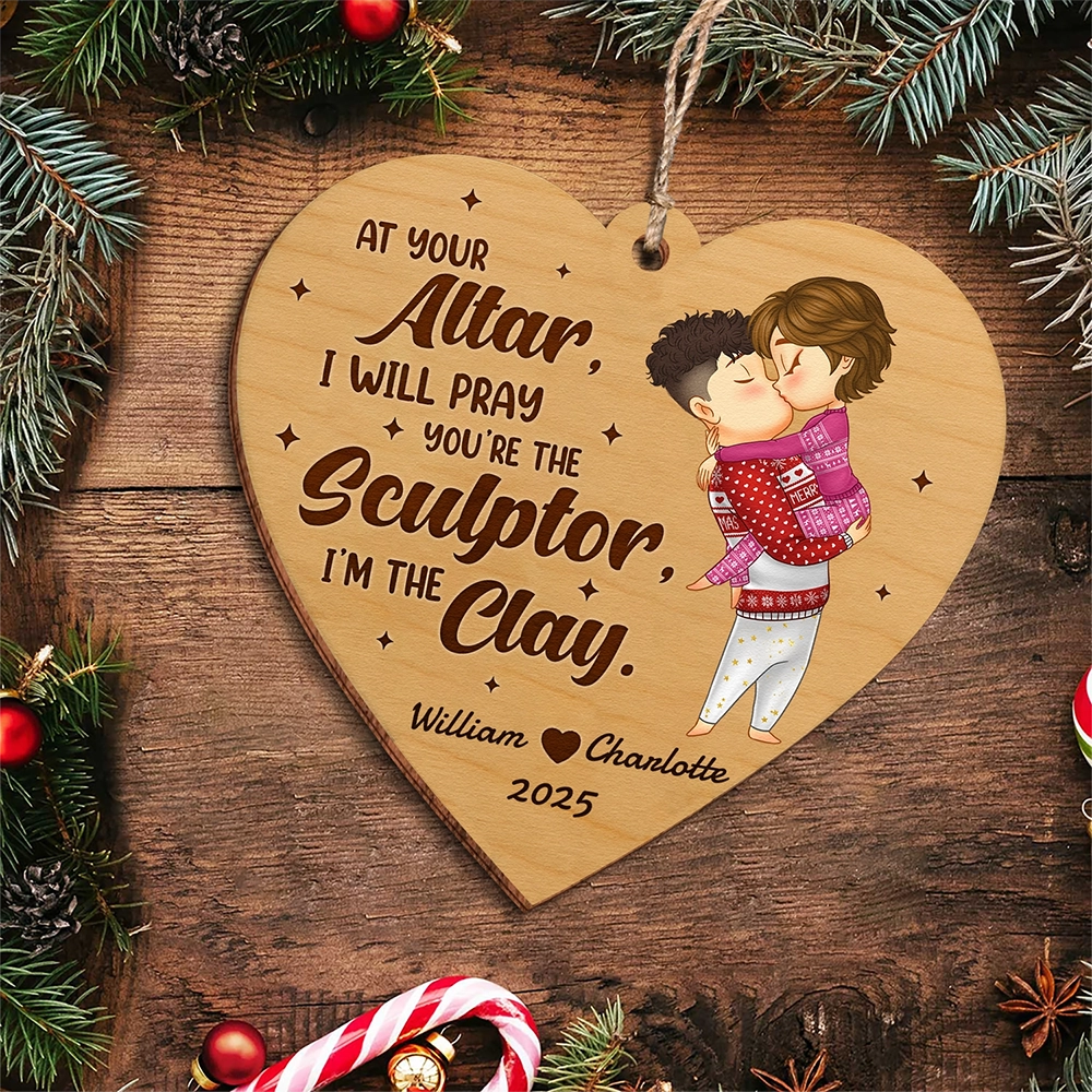 Personalized Double-Sided Wooden Ornament - Romantic Quote Couple Gift-UWOCPD-HN02-TT81web3