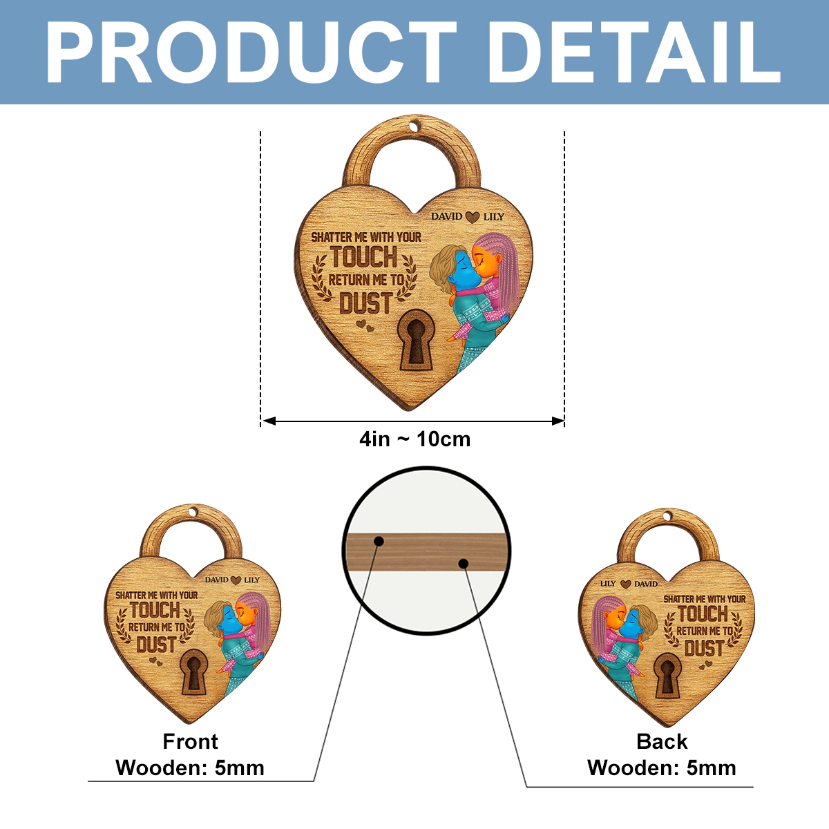 Personalized Double-Sided Wooden Ornament - Shatter Me With Your Touch, Return Me To Dust Web5
