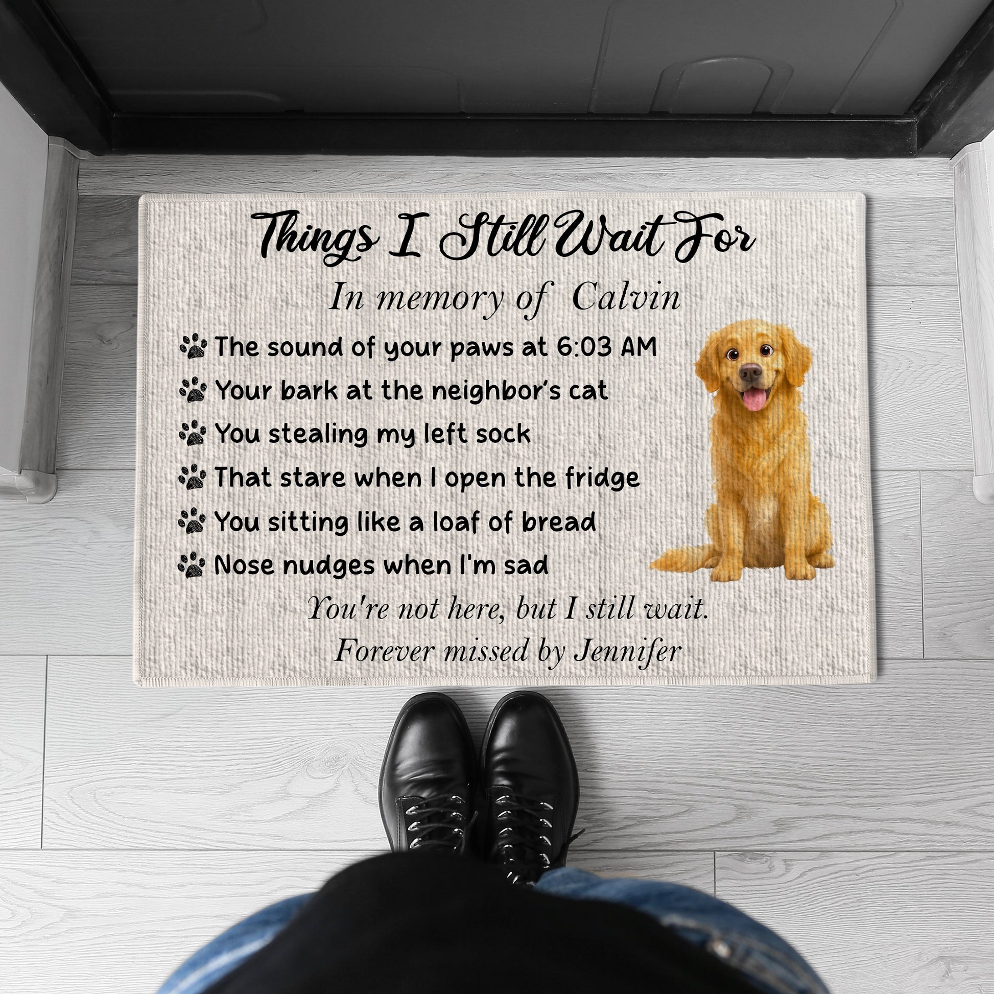 Personalized Pet Memorial Doormat – 'Things I Still Wait For' In Memory of Your Beloved Dog DM-HH18-HN123-web2