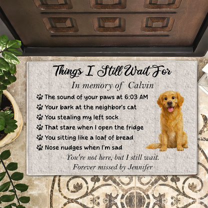 Personalized Pet Memorial Doormat – 'Things I Still Wait For' In Memory of Your Beloved Dog DM-HH18-HN123-web3