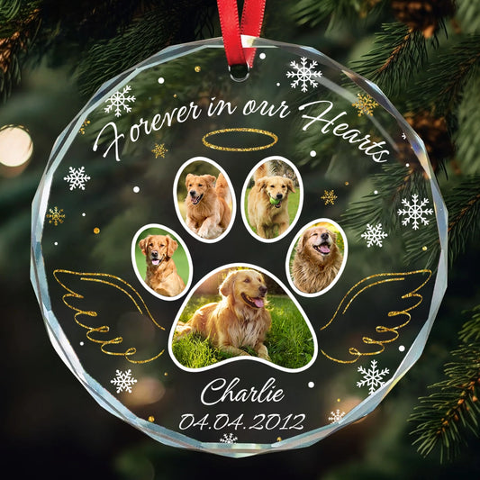 Personalized Pet Memorial Glass Ornament - Custom Photo Paw Print Keepsake for Dog Lovers-RO-KL33-YV69-web1