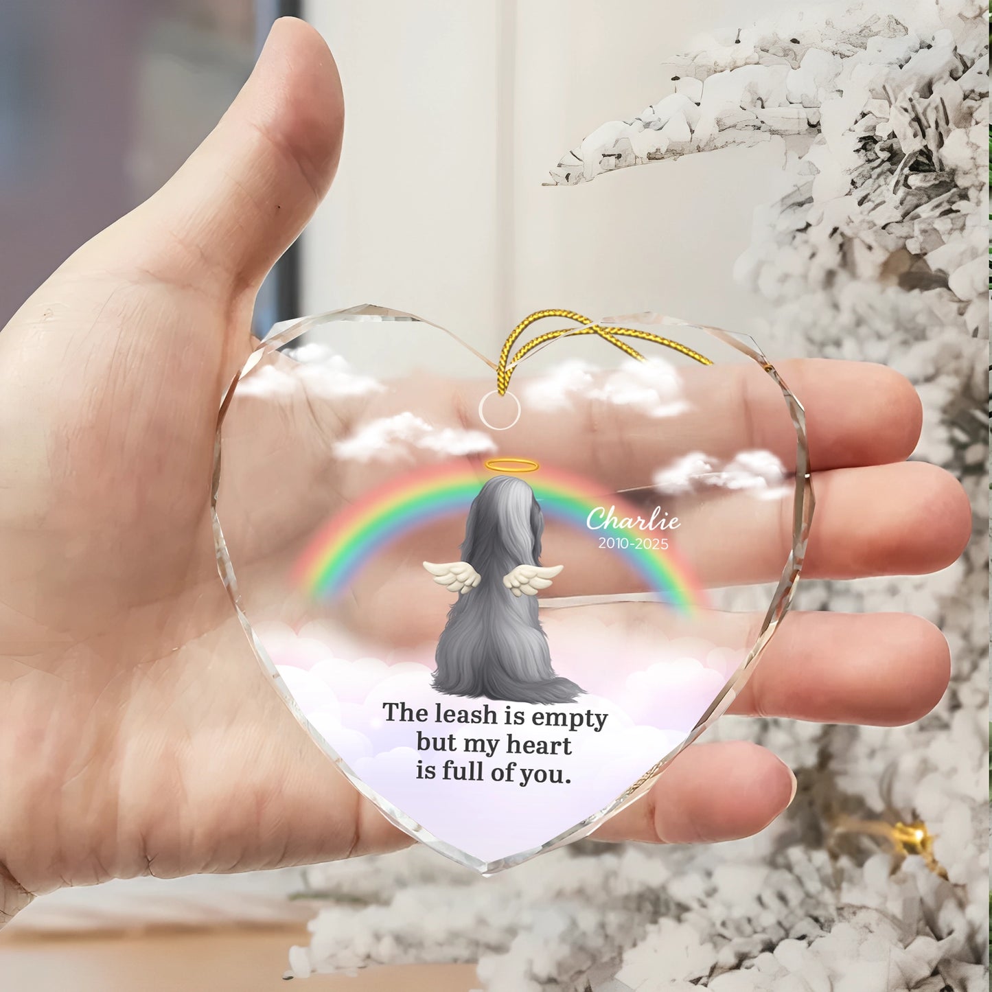 Personalized Pet Memorial Heart Glass Ornament - Rainbow Bridge Keepsake-HO-NM41-TT22-web2