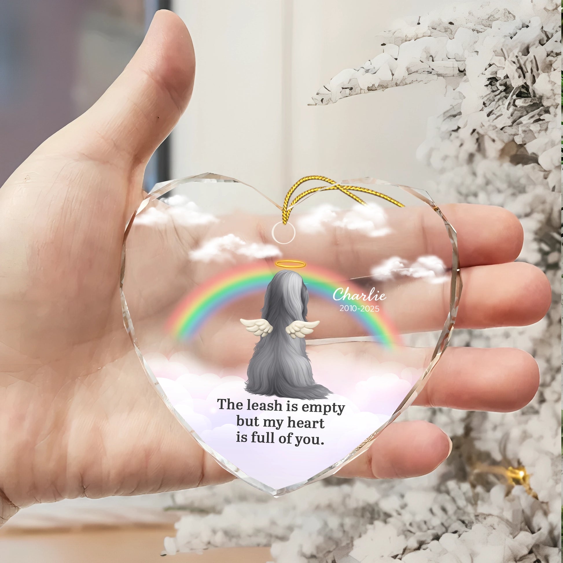 Personalized Pet Memorial Heart Glass Ornament - Rainbow Bridge Keepsake-HO-NM41-TT22-web2
