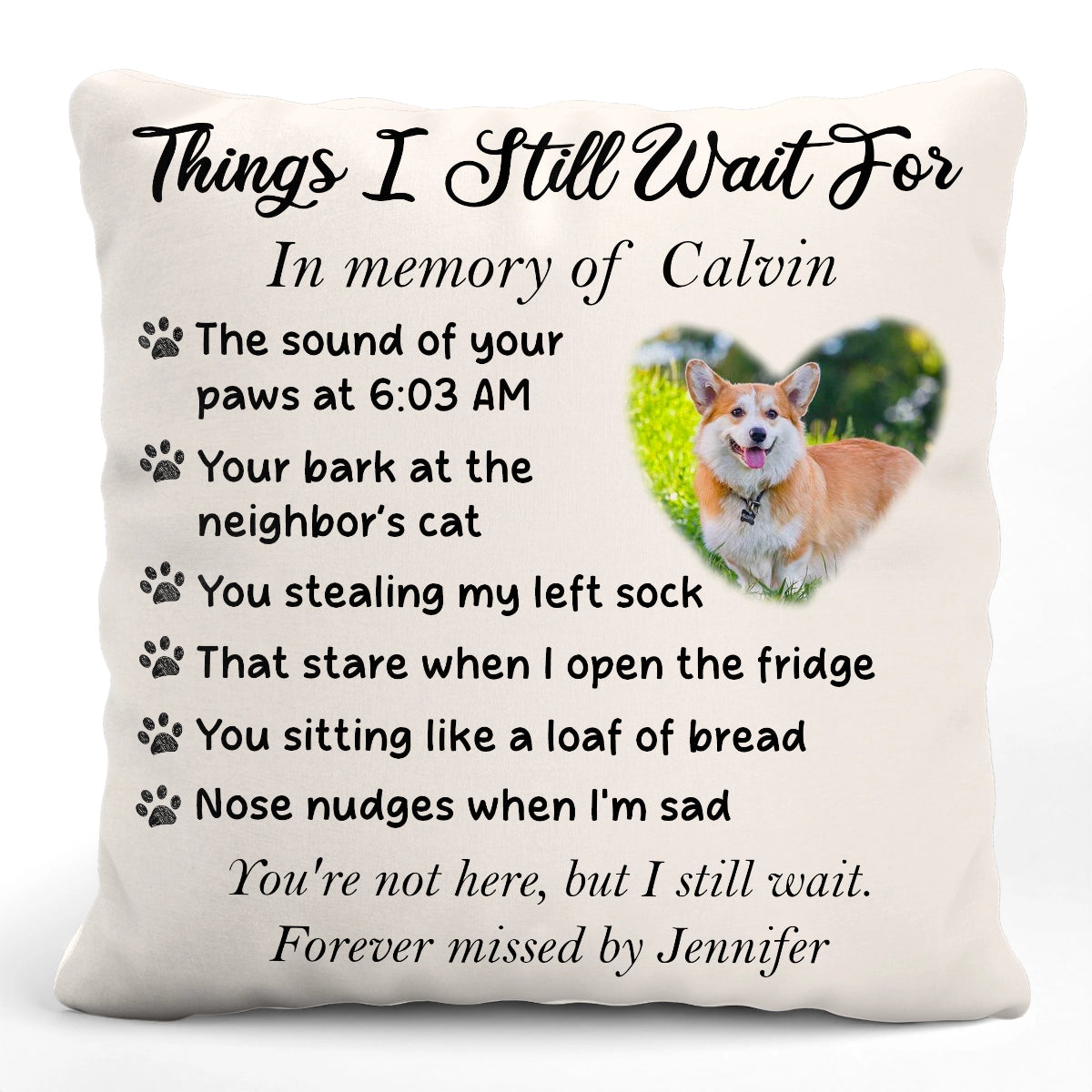 Personalized Pet Memorial Pillow - Custom In Memory Gift with Photo And Text-PL-HH12-HN08-web1