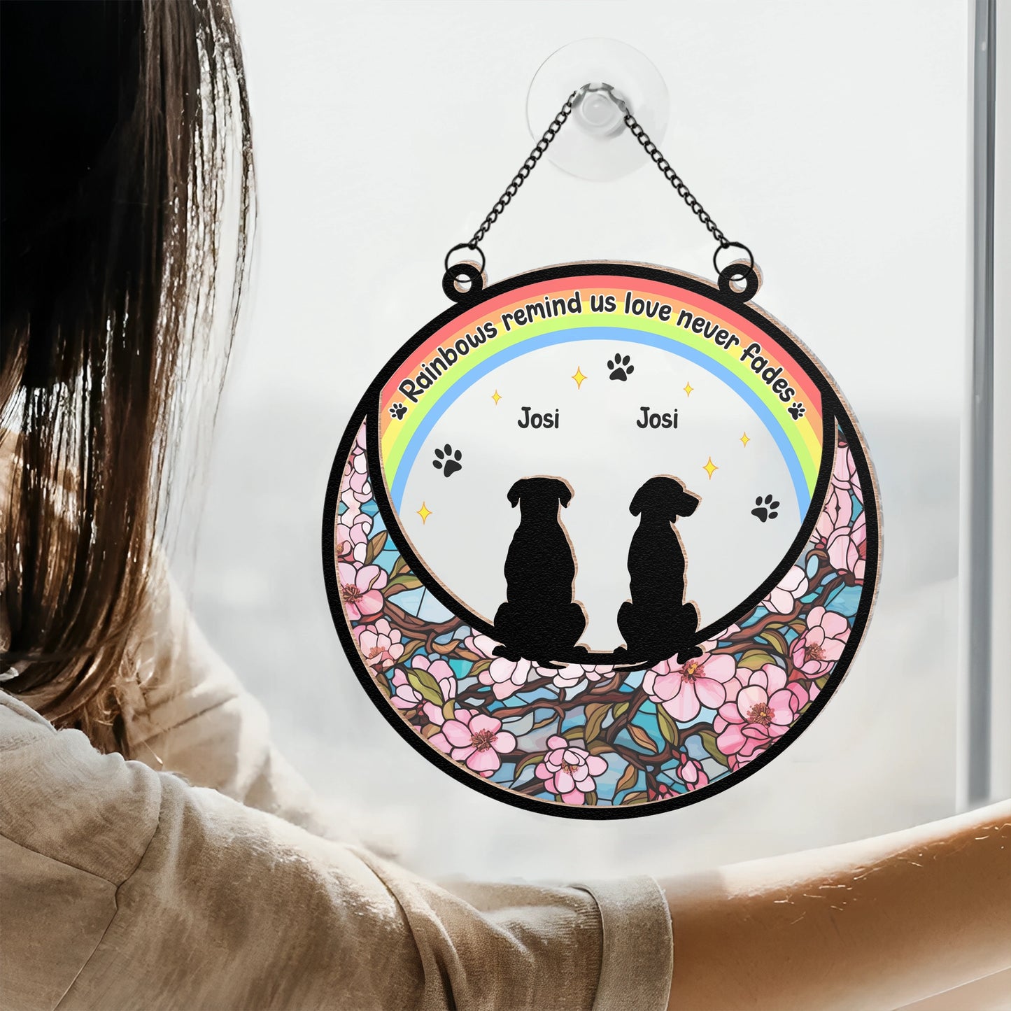 Personalized Pet Memorial Suncatcher - Acrylic & Wood Window Hanging Ornament-SA-HH06-YV57-web2