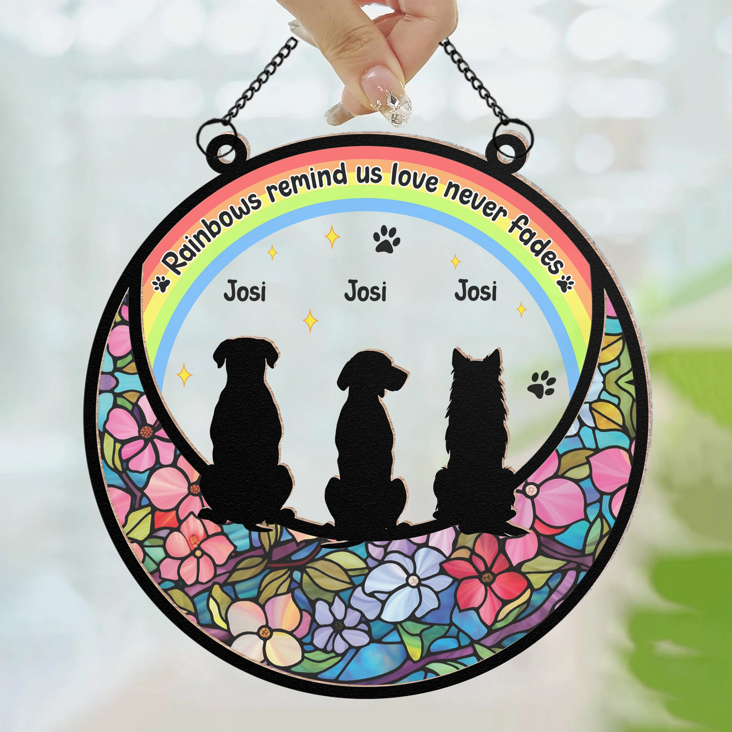 Personalized Pet Memorial Suncatcher - Acrylic & Wood Window Hanging Ornament-SA-HH06-YV57-web3