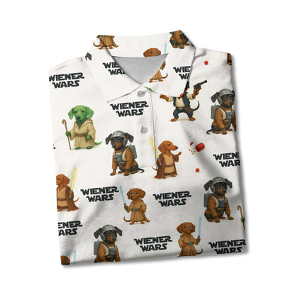 Galaxy Wars Funny Star Parody Dachshund Pattern Polo, Wiener Dog T Shirt, Dachshund T Shirt