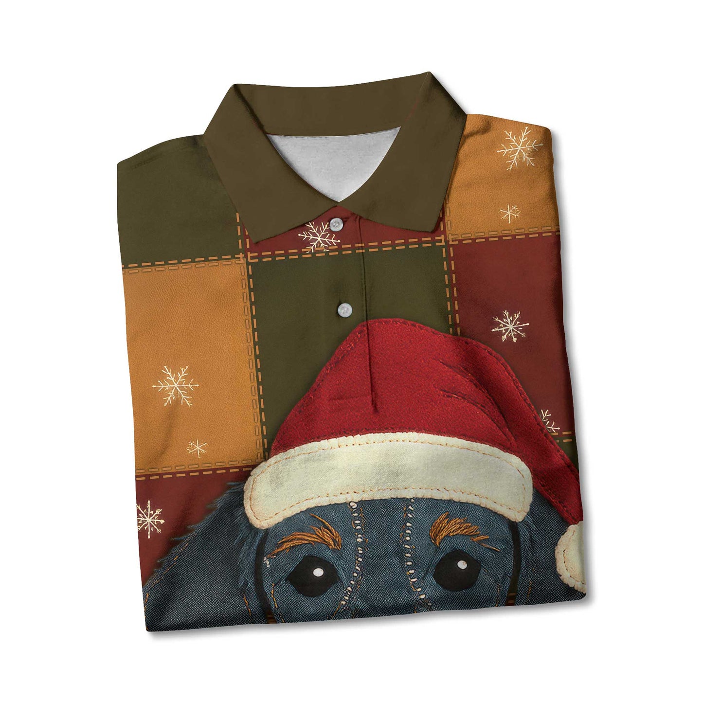 Patchwork Dachshund Christmas Polo, Dachshund T Shirt, Wiener Dog T Shirt