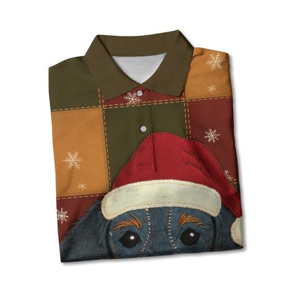 Patchwork Dachshund Christmas Polo, Dachshund T Shirt, Wiener Dog T Shirt