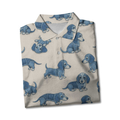 Playful Blue Dog Pattern Hawaiian Style, Wiener Dog T Shirt, Dachshund Shirt
