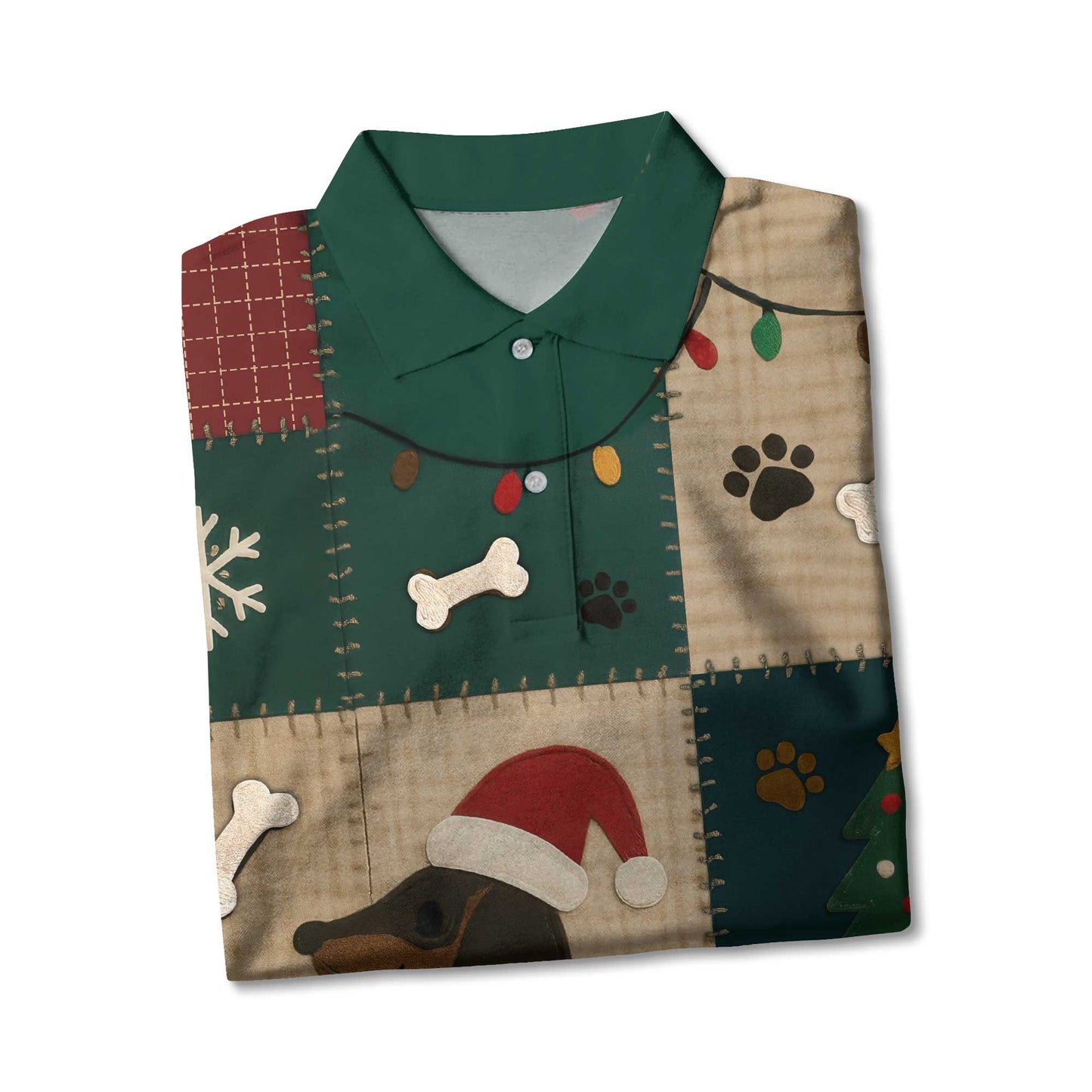 Dachshund Christmas Shirt With Santa Hat And Patchwork Design, Wiener Dog Holiday Shirt, Festive Dog Lover Tee
