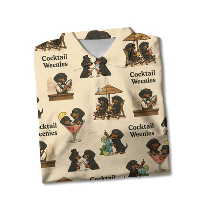 Cocktail Dachshund Pattern Lightweight Polo, Wiener Dog T Shirt, Dachshund Sweatshirt