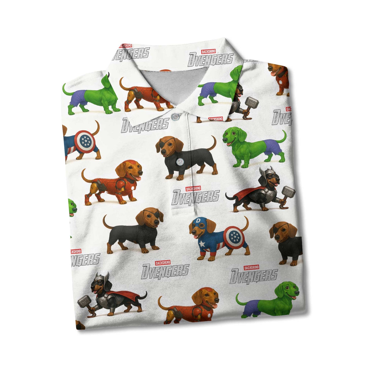 Super Hero Dachshund Pattern Polo, Wiener Dog T Shirt, Dachshund Sweatshirt