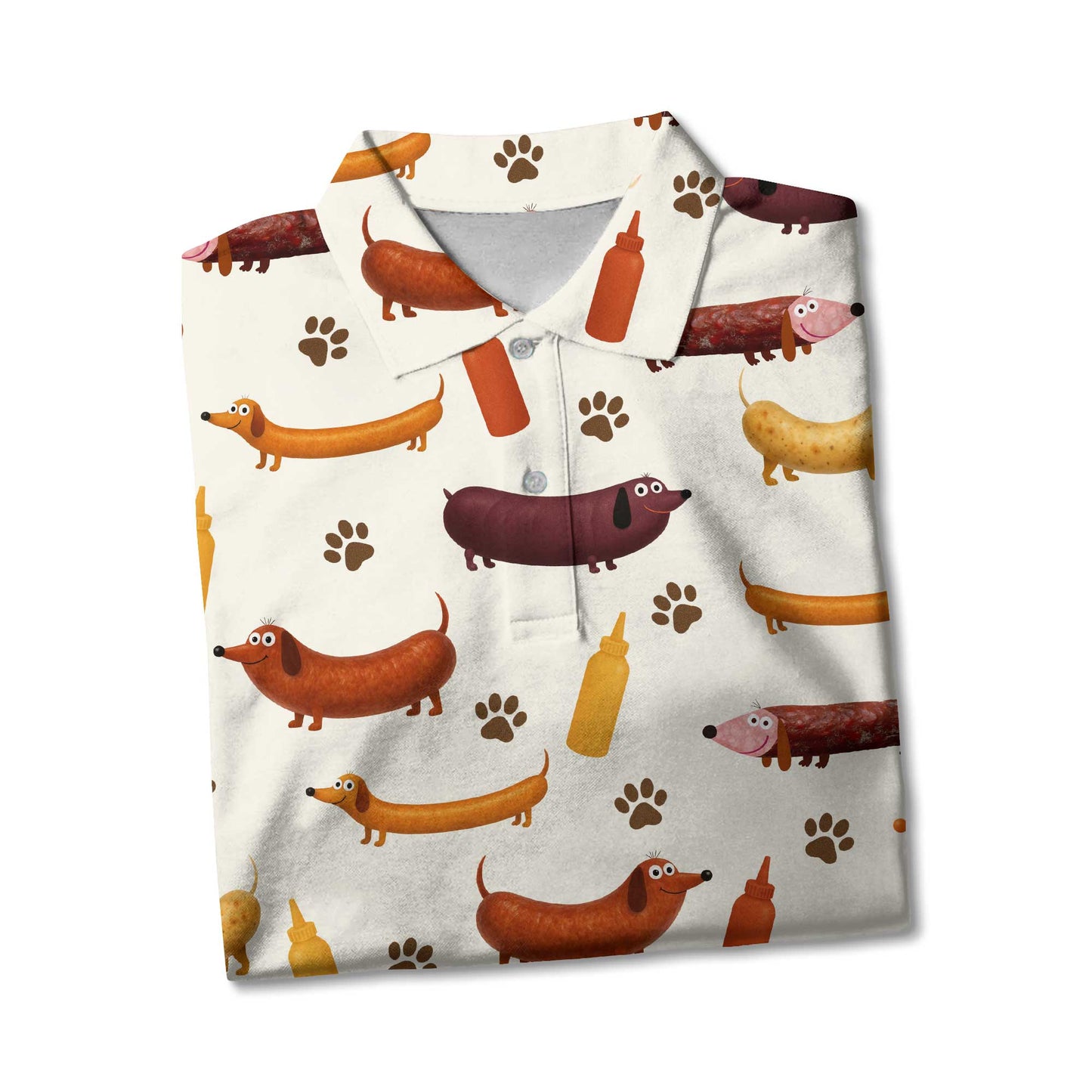 Wiener Dog T Shirt, Dachshund Shirt With Sausage Dog And Mustard Bottle Pattern