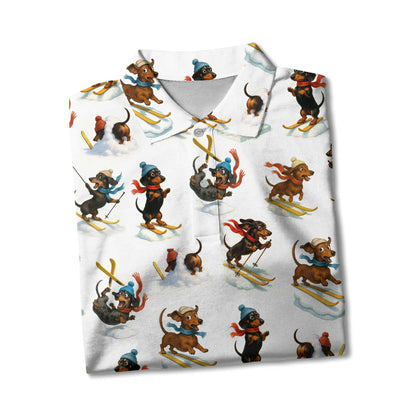 Skiing Funny Sausage Dog Snow Sport Tee For Christmas Season, Dachshund T Shirt, Wiener Dog T Shirt