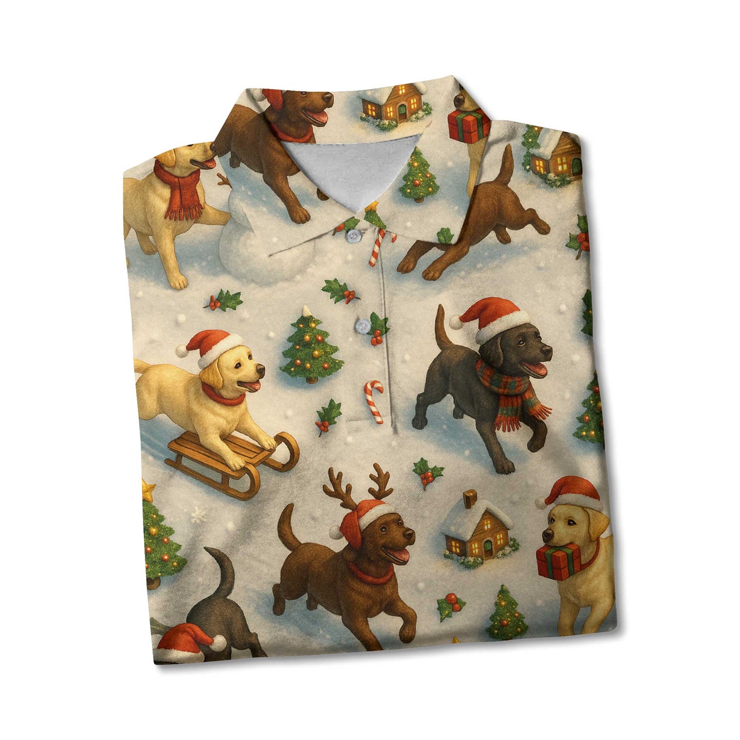 Cute Santa Holiday Lab Puppy Labrador Polo, Christmas Labrador T Shirt, Labrador Dog Shirt