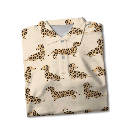 Leopard Print Pattern Cozy Polo, Dachshund Sweatshirt, T Shirts For Dachshunds