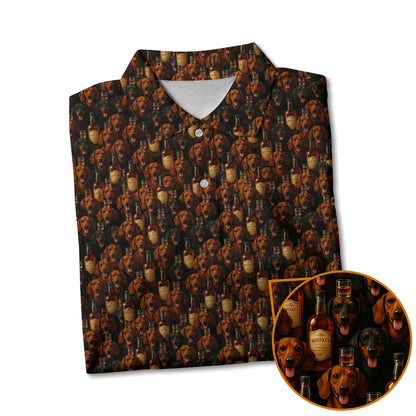 Whiskey Bottle Pattern Polo, Dachshund T Shirt, Funny Wiener Dog T Shirt