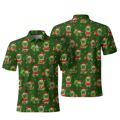 Funny Grinch Pug Pattern Polo, Christmas Pug Shirt, Pug T Shirt