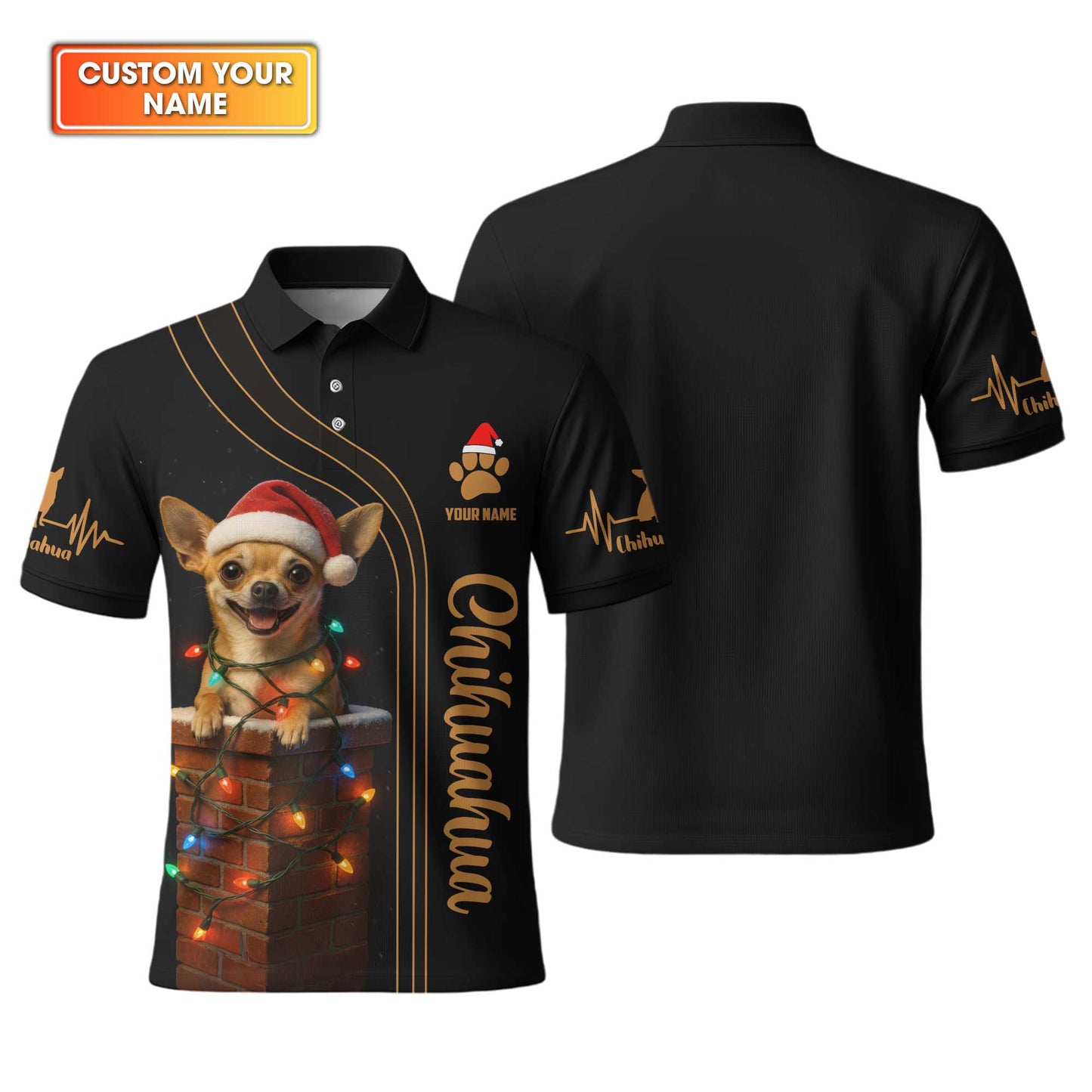 Custom Name Santa Hat Chihuahua, Christmas Chihuahua Hoodie, Chihuahua T Shirt, Funny Cool Chihuahua Shirt