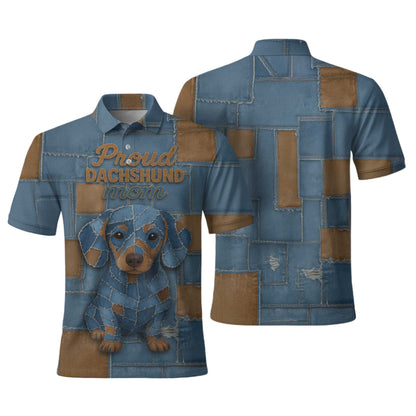 Proud Dachshund Mom Shirt, Cute Wiener Dog Denim Patchwork T Shirt for Dog Lovers