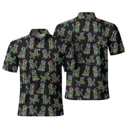 Colorful Neon Labrador Santa Christmas Black Polo, Christmas Labrador T Shirt, Labrador Dog Shirt