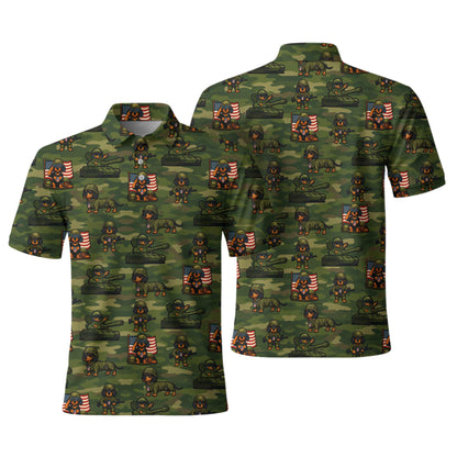 Military Camo Soldier Pattern Polo, Dachshund Shirt, Wiener Dog T Shirt