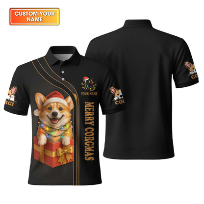 Cute Christmas Corgi Dog Gift Box Custom Name Hoodie, Corgi Shirt, Corgi Dog T Shirt