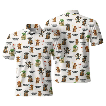 Galaxy Wars Funny Star Parody Dachshund Pattern Polo, Wiener Dog T Shirt, Dachshund T Shirt