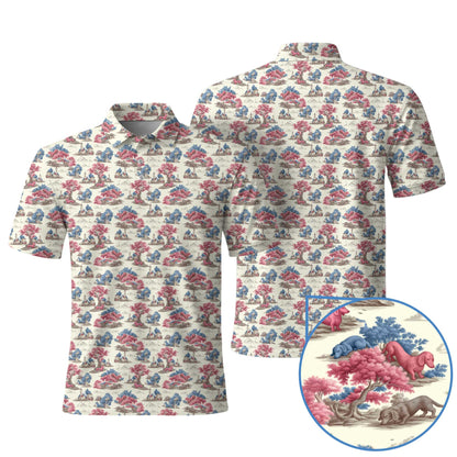 Vintage Toile Forest Pattern Polo, Dachshund Shirt, Wiener Dog T Shirts