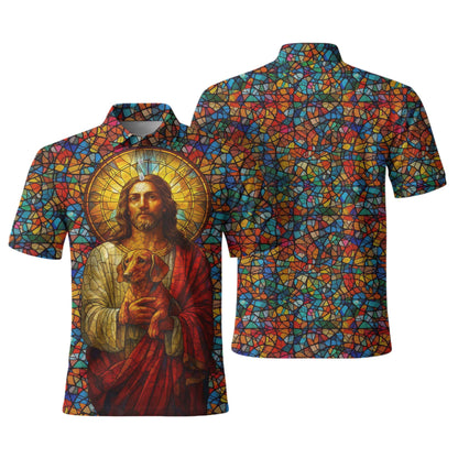 Colorful Stained Glass Jesus Hoodie, Dachshund Shirt, Wiener Dog T Shirt