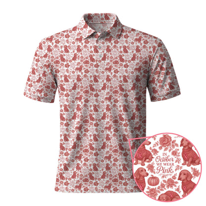 In October We Wear Pink - Dachshund Christmas Shirt, Weiner Dog Tee, Pattern Polos For Spooky Season