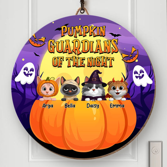 Pumpkin Guardians Of The Night - Personalized Halloween Pet Wood Sign-HW-HH13-HN16-web2