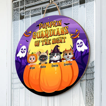 Pumpkin Guardians Of The Night - Personalized Halloween Pet Wood Sign-HW-HH13-HN16-web3
