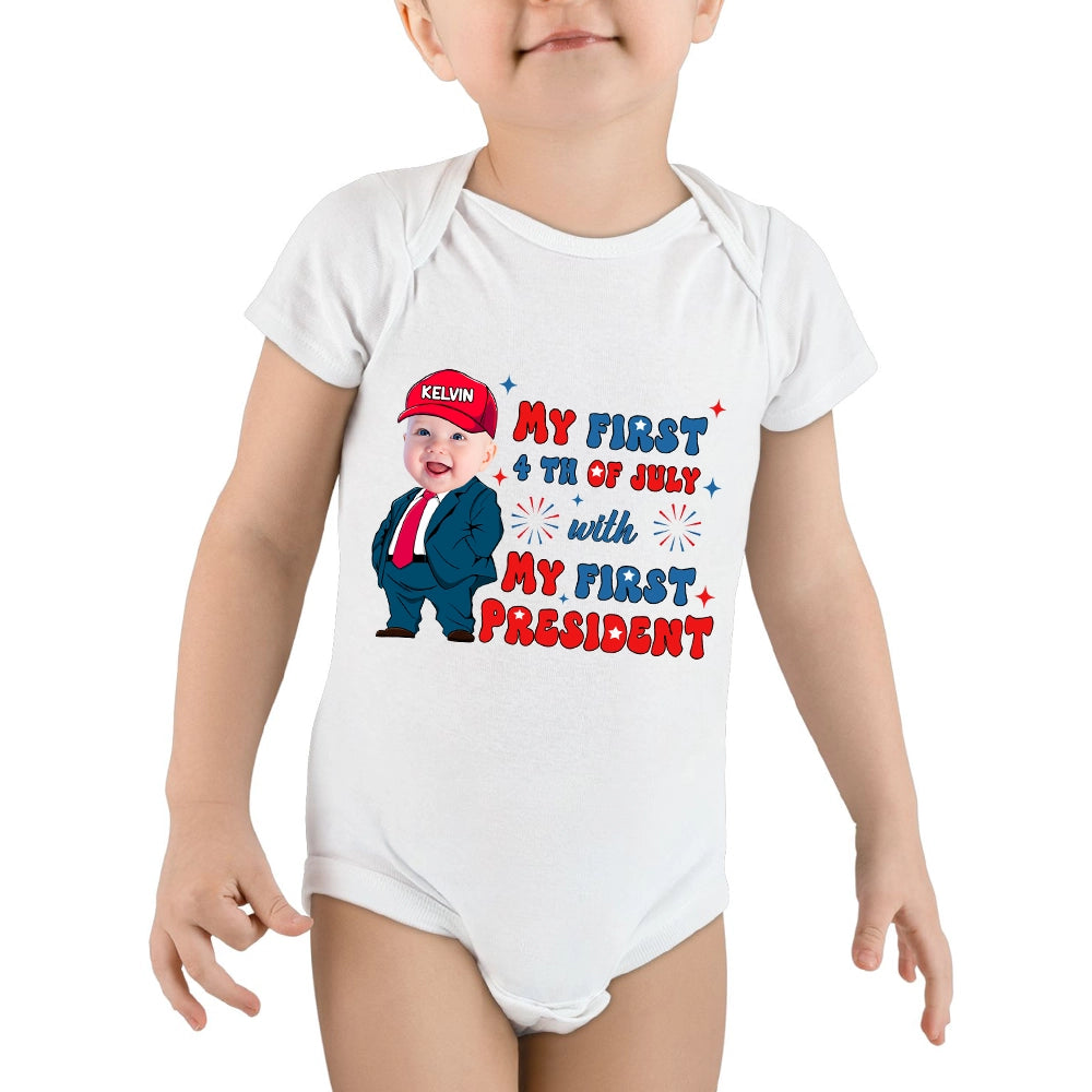 Mini President 4th July - Personalized Baby Bodysuit - 100% Organic Cotton