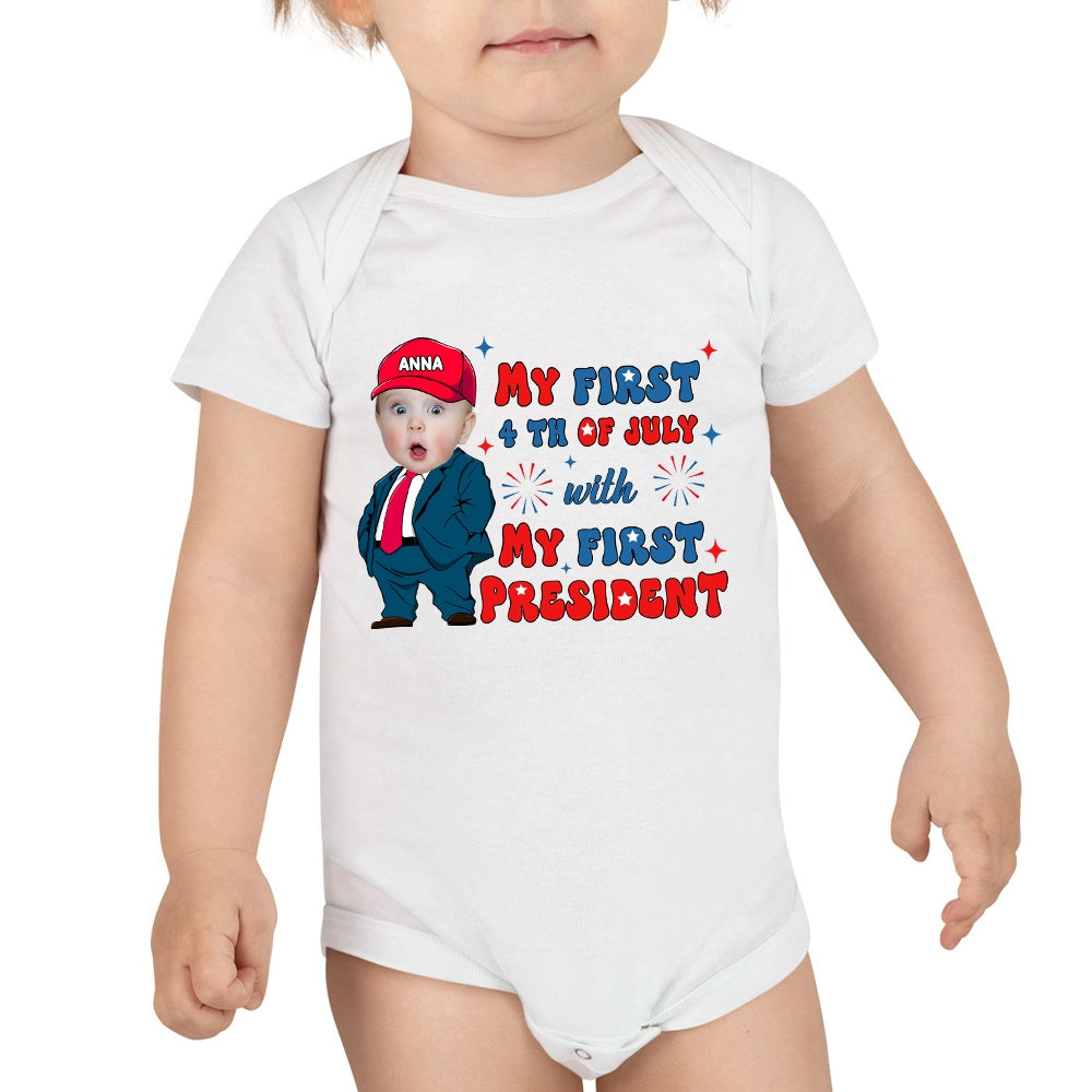 Mini President 4th July - Personalized Baby Bodysuit - 100% Organic Cotton