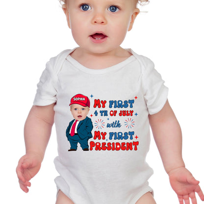 Mini President 4th July - Personalized Baby Bodysuit - 100% Organic Cotton
