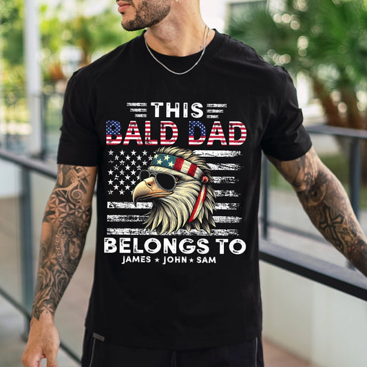 This Bald Dad Belongs To - Funny Dad Shirt With Kids' Names - Personalized 100% Organic T-Shirt