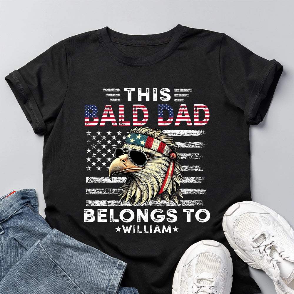 This Bald Dad Belongs To - Funny Dad Shirt With Kids' Names - Personalized 100% Organic T-Shirt