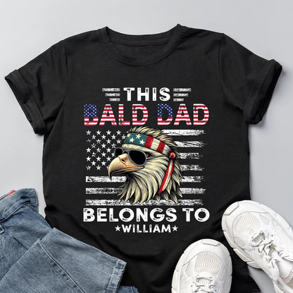 This Bald Dad Belongs To - Funny Dad Shirt With Kids' Names - Personalized 100% Organic T-Shirt