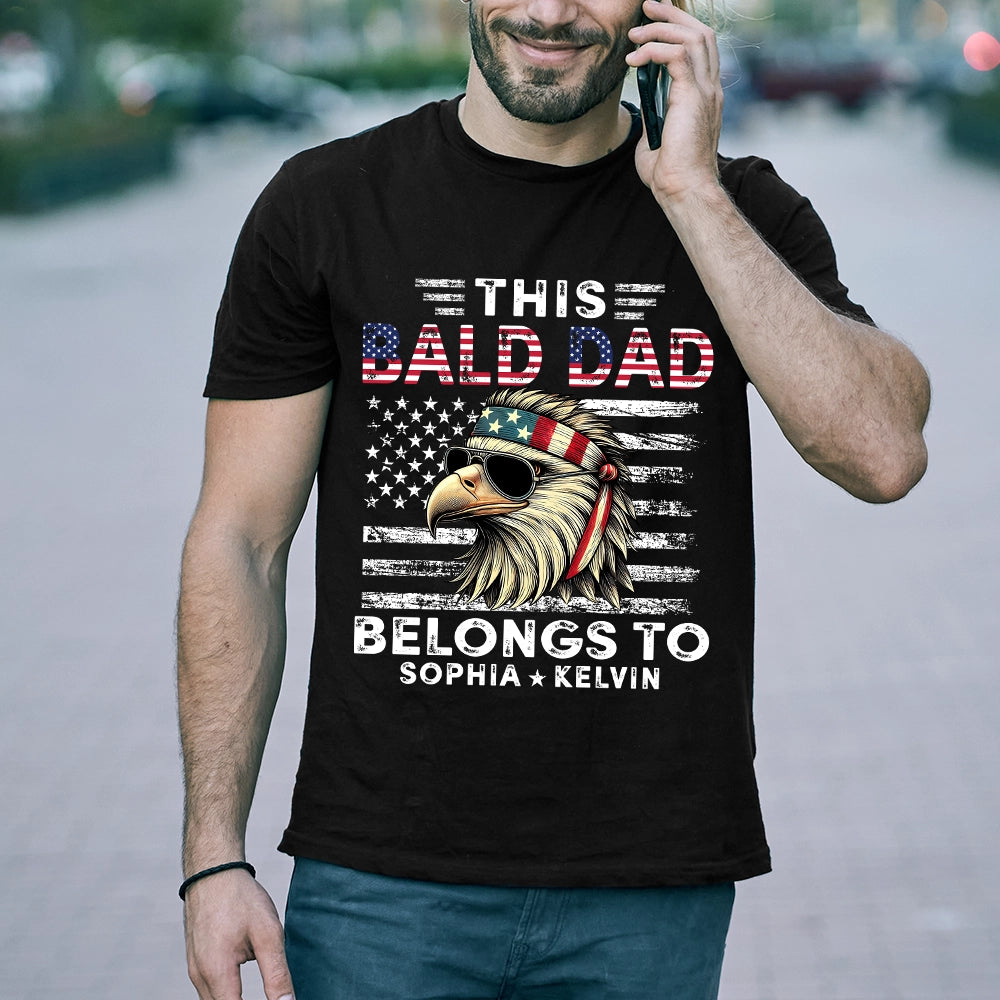 This Bald Dad Belongs To - Funny Dad Shirt With Kids' Names - Personalized 100% Organic T-Shirt