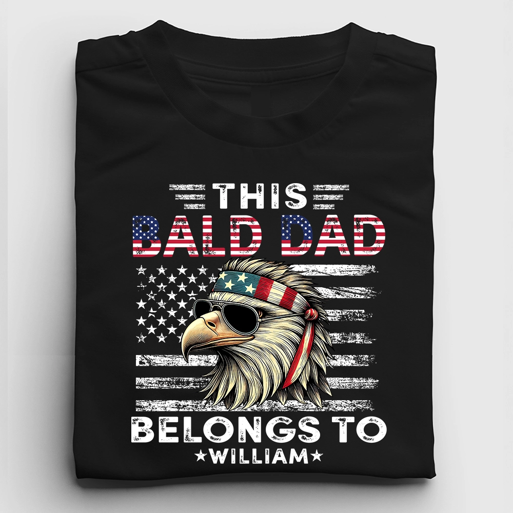 This Bald Dad Belongs To - Funny Dad Shirt With Kids' Names - Personalized 100% Organic T-Shirt