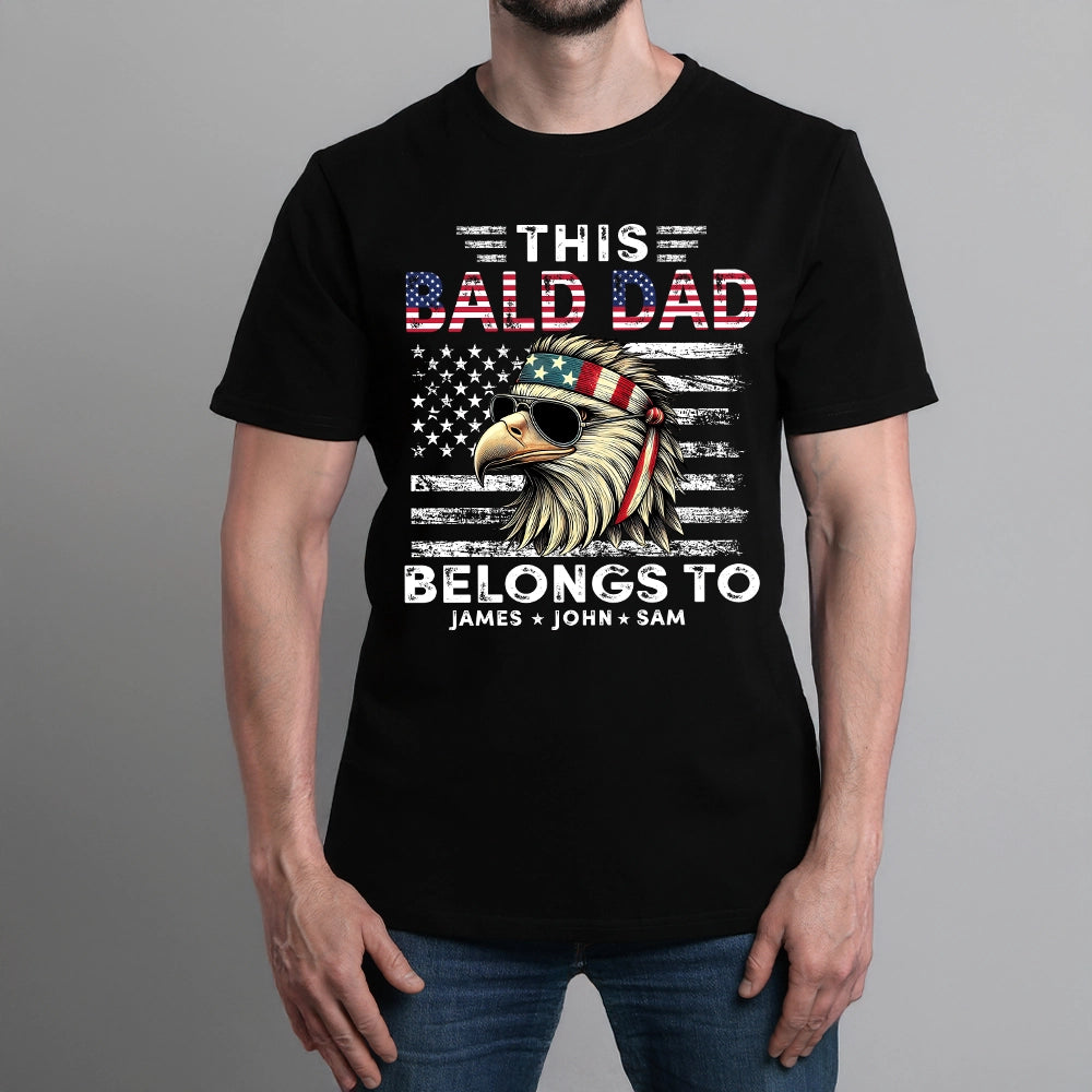 This Bald Dad Belongs To - Funny Dad Shirt With Kids' Names - Personalized 100% Organic T-Shirt