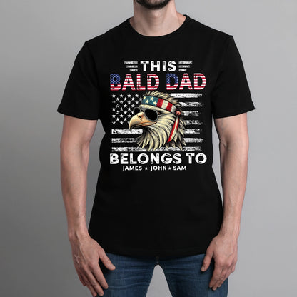 This Bald Dad Belongs To - Funny Dad Shirt With Kids' Names - Personalized 100% Organic T-Shirt