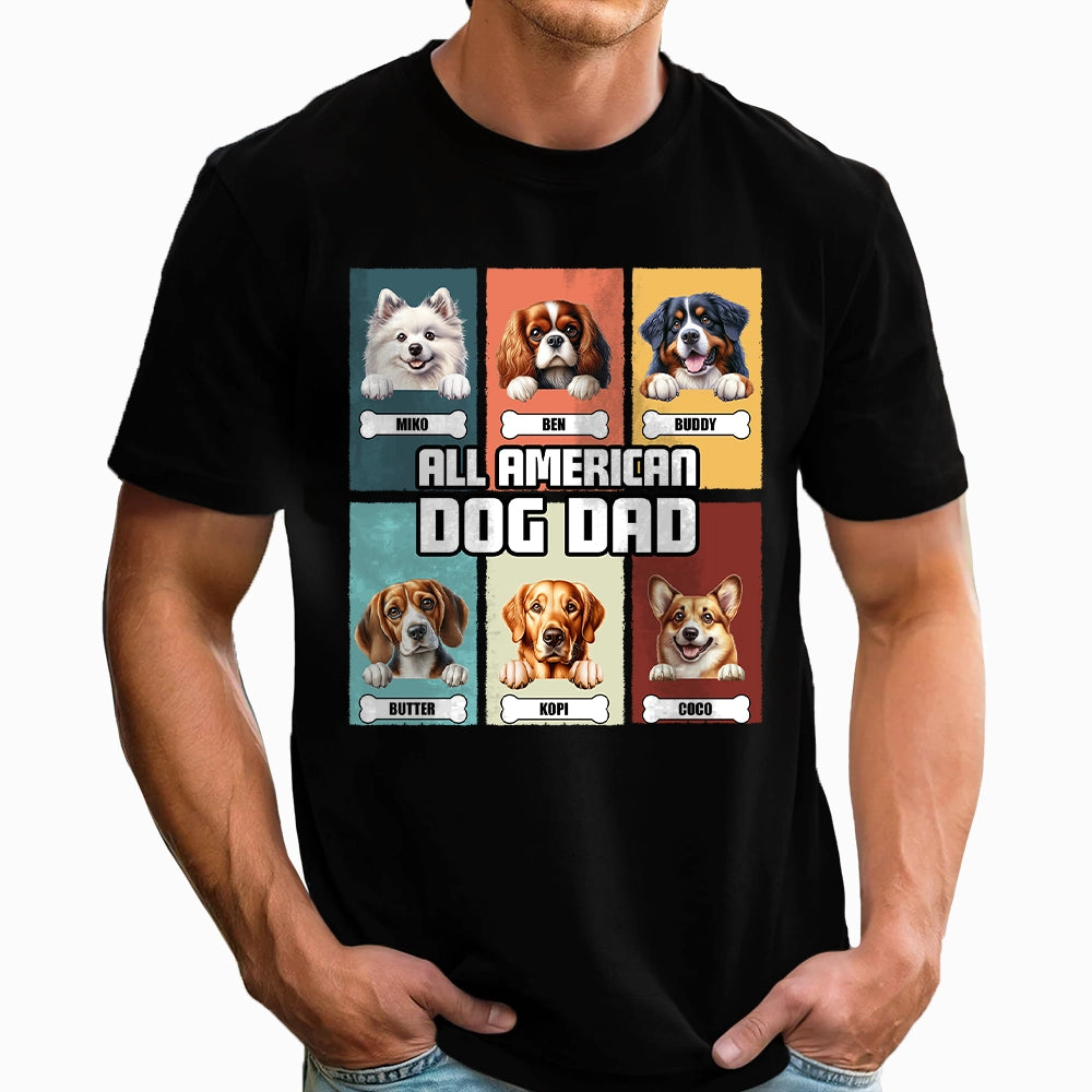 All American Dog Dad - Patriotic Dogs Lover - 100% Organic Personalized T-Shirt