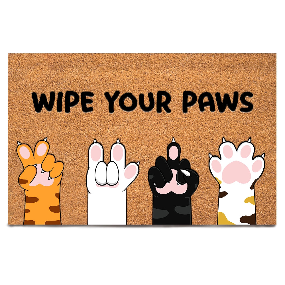 Funny Cat Paw Welcome Mat - 100% Organic Personalized Doormat
